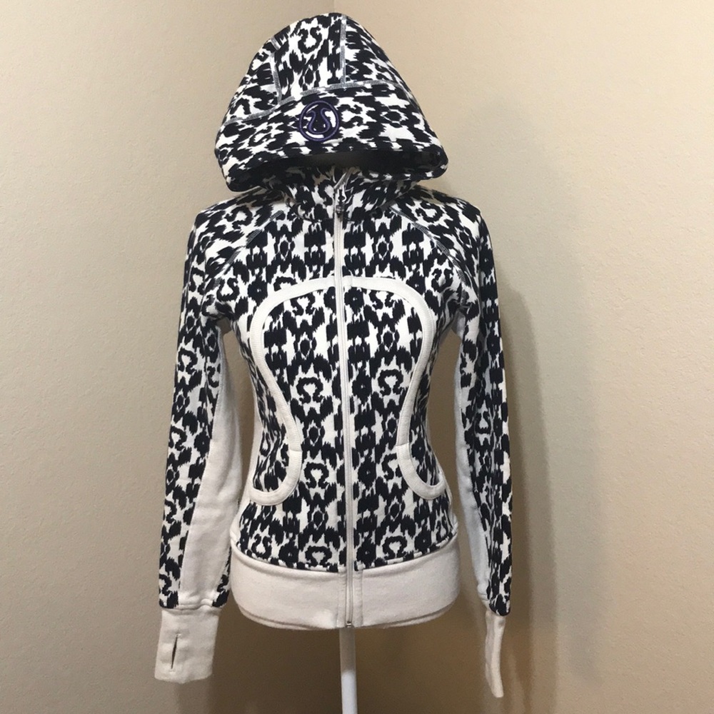 lululemon athletica Black & White Patterned Hooded Jacket